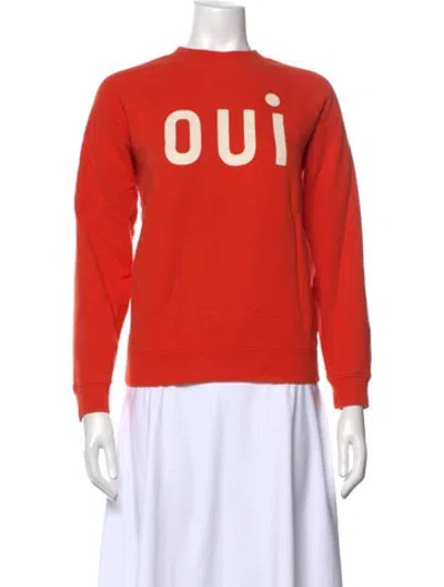 Pre-owned Clare V Graphic Print Crew Neck Sweater In Orange