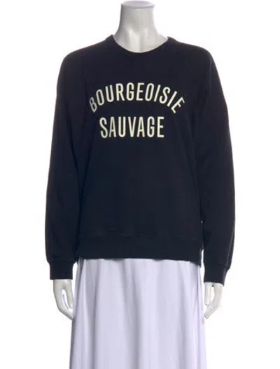 Pre-owned Clare V Graphic Print Crew Neck Sweatshirt In Blue
