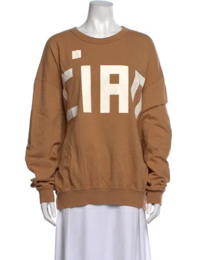 Pre-owned Clare V Graphic Print Crew Neck Sweatshirt In Brown
