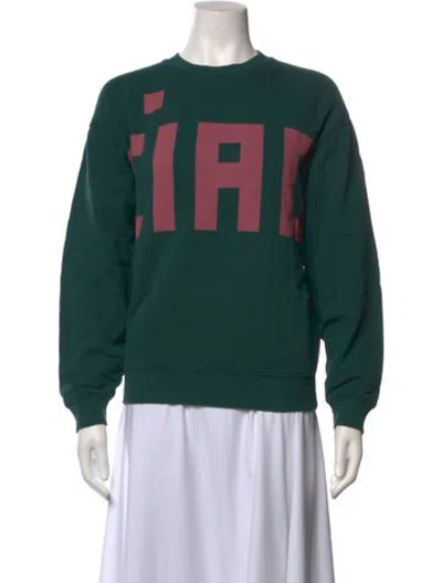 Pre-owned Clare V Graphic Print Crew Neck Sweatshirt In Green