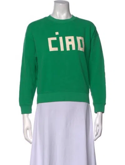 Pre-owned Clare V Graphic Print Crew Neck Sweatshirt In Green