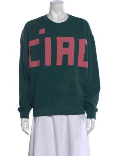 Pre-owned Clare V Graphic Print Crew Neck Sweatshirt In Green