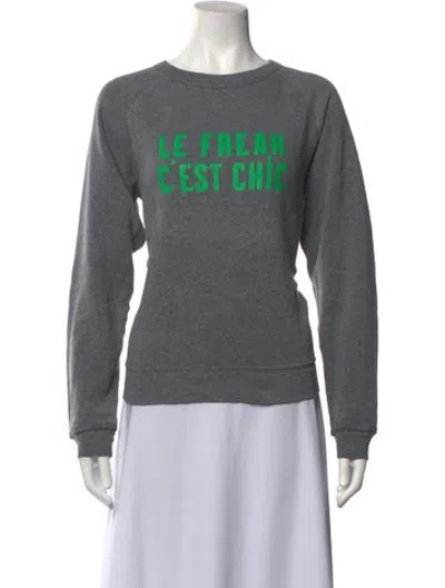 Pre-owned Clare V Graphic Print Crew Neck Sweatshirt In Grey