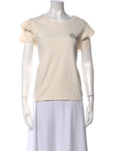 Pre-owned Clare V Graphic Print Crew Neck T-shirt In Neutrals