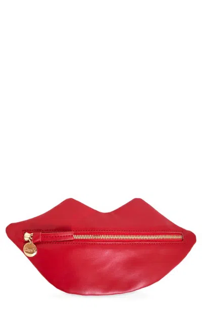 Clare V . Lips Leather Flat Clutch In Super Red