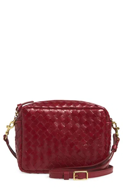 Clare V . Midi Sac Woven Leather Crossbody Bag In Garnet
