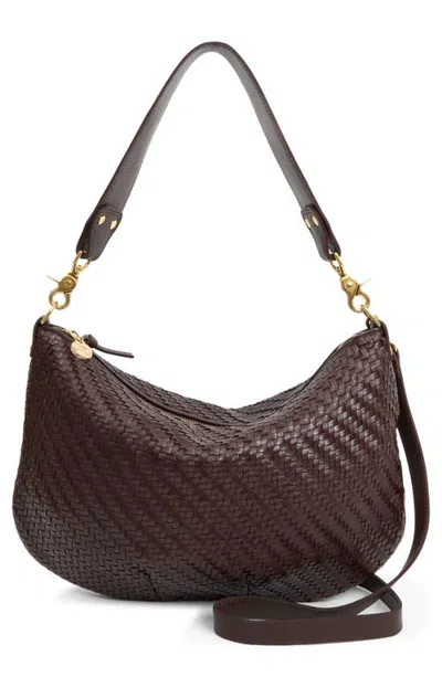 Clare V . Moyen Woven Leather Messenger Bag In Chocolate
