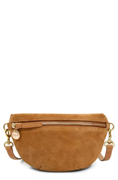 Clare V . Petit Metallic Leather Belt Bag In Caramel