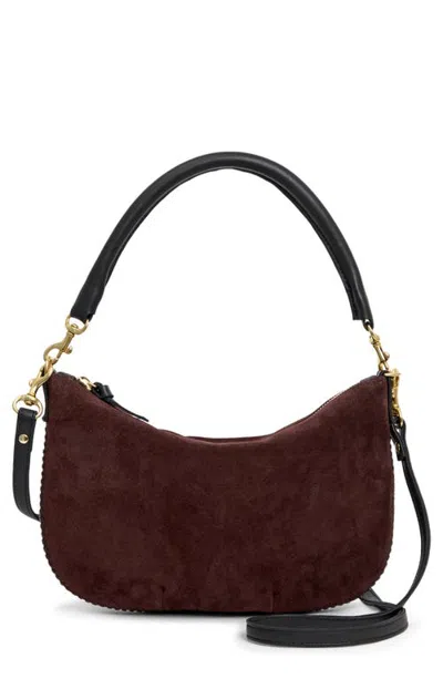 Clare V . Petit Moyen Suede Leather Messenger Bag In Truffle