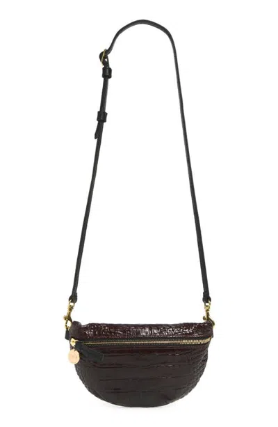 Clare V . Petite Fanny Croc Embossed Leather Belt Bag In Mahogany