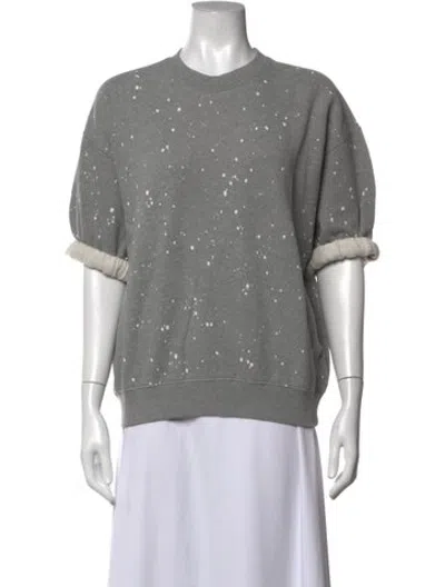 Pre-owned Clare V Printed Crew Neck Sweatshirt W/ Tags In Grey