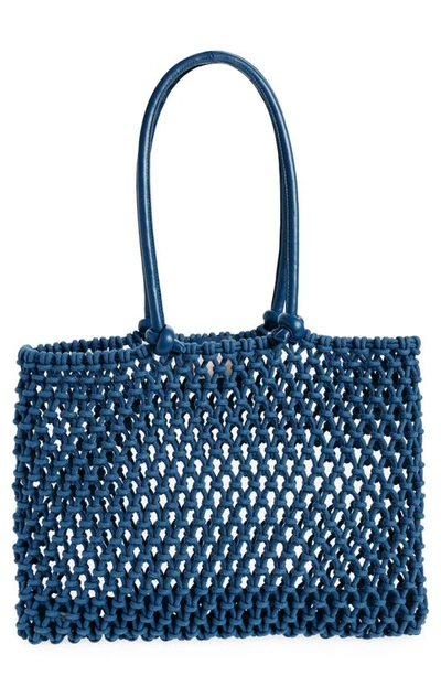 Clare V Sandy Woven Market Tote In Blue