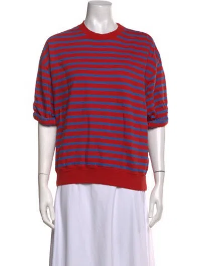 Pre-owned Clare V Striped Crew Neck Sweatshirt In Red