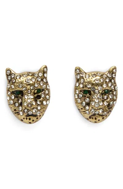 Clare V . Whiskers Stud Earrings In Animal Print