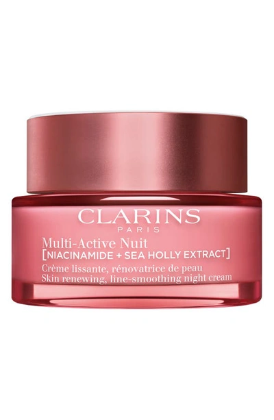 Clarins Multi-active Night Moisturizer For Lines, Pores, Glow With Niacinamide, 1.7 oz In White