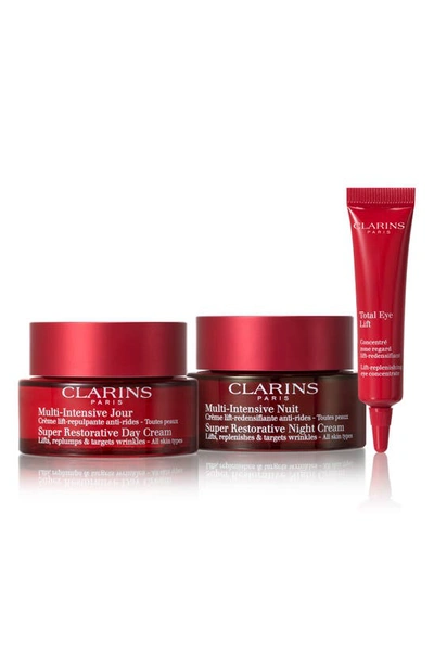 Clarins Super Restorative Anti-aging Day & Night Set (limited Edition) $318 Value In White