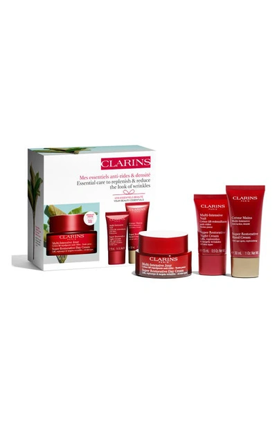 Clarins Super Restorative Anti-aging Skin Care Starter Set (limited Edition) $192 Value In White