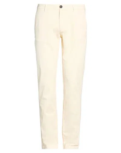 Clark Man Pants Cream Size 34 Cotton, Elastane In Neutral
