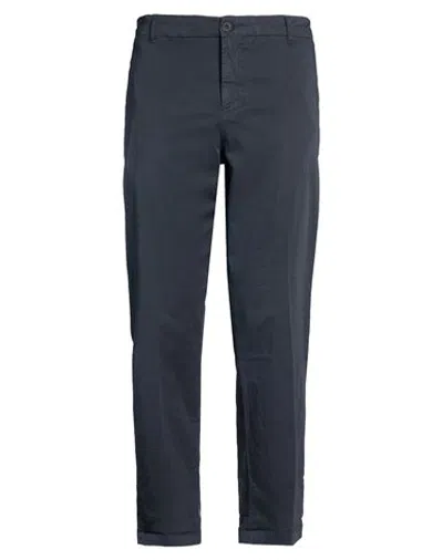 Clark Man Pants Navy Size 36 Cotton, Elastane In Blue