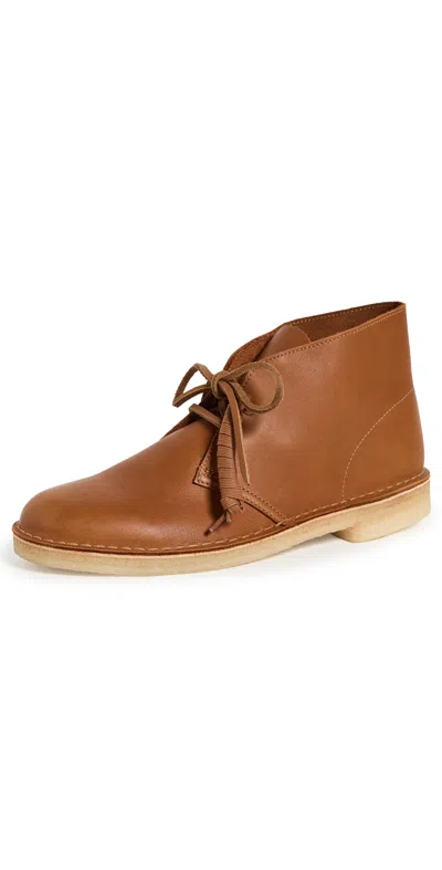 Clarks Desert Boots Burnt Orange Leather In Brown