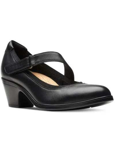 Clarks Emily2 Mabel Womens Leather Block Heels In Black