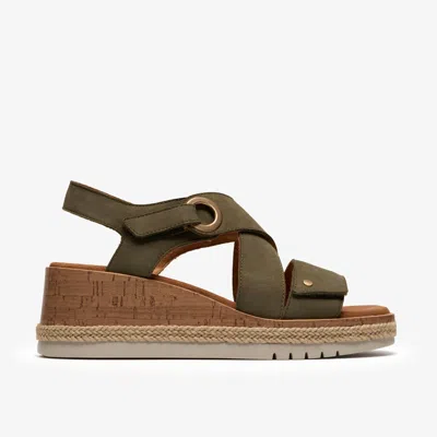 Clarks Kidiki Sun Dark Olive Nubuck In Green