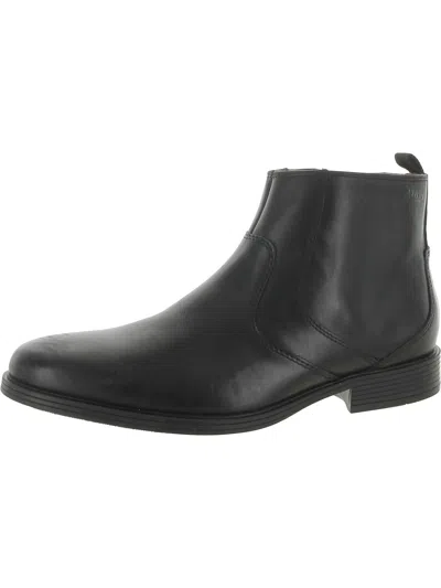 Clarks Mens Faux Leather Chelsea Boots In Black
