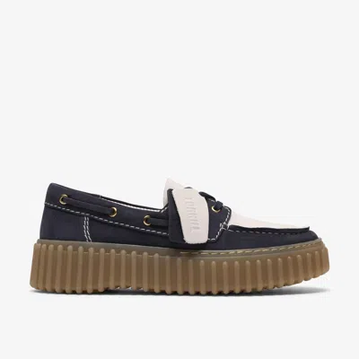 Clarks Torhill Boat Navy Combination In Black