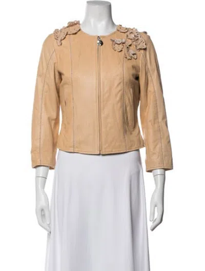 Pre-owned Class Roberto Cavalli Leather Jacket In Brown