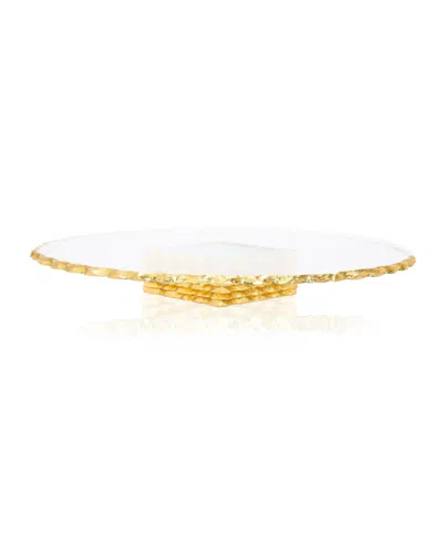 Classic Touch 12"d Glass Stacked Cake Stand With Gold Edge In Clear,gold