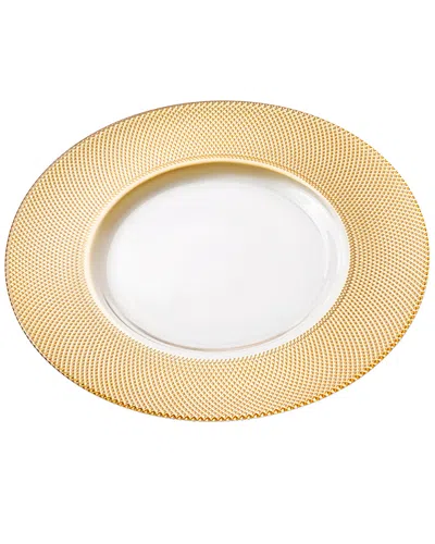 Classic Touch Set Of 4 Glass Chargers With Thick Gold Border