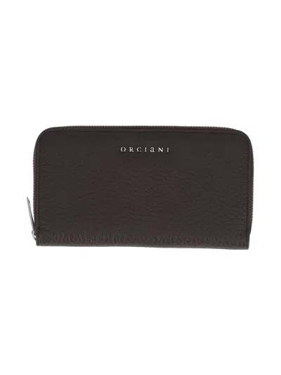 Claudio Orciani Brown Zip Around Soft Textured Calf Leather Wallet In Black