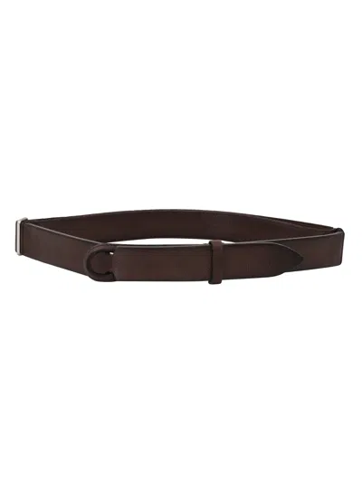 Claudio Orciani Nobuckle Chevrette Loop Closure Calf Leather Belt In Black