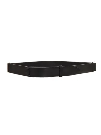Claudio Orciani Nobuckle Chevrette Tapered Calf Leather Belt In Black