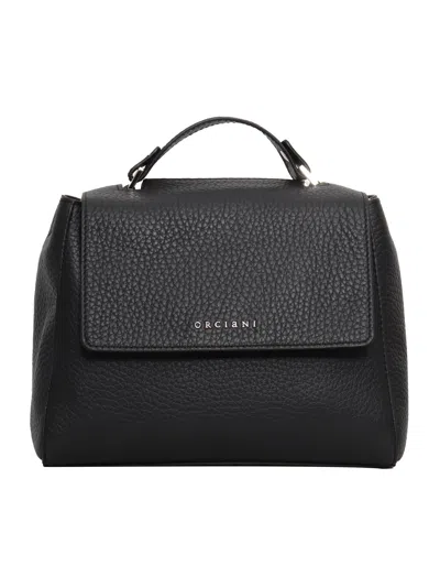Claudio Orciani Small Sveva Soft Textured Leather Handbag In Black