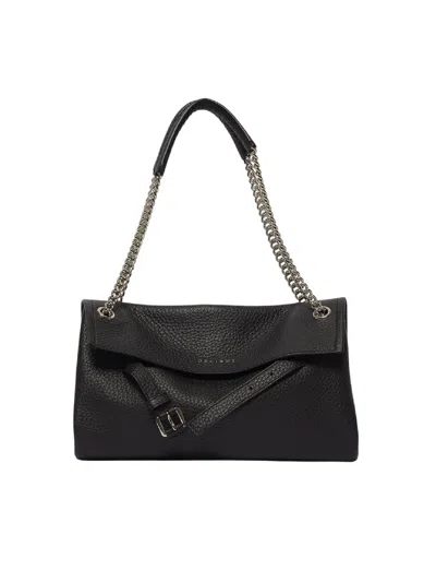 Claudio Orciani Venus S Soft Chain Handle Calf Leather Handbag In Black