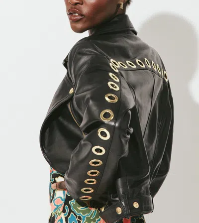 Cleobella Baxter Leather Jacket In Black / Gold