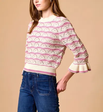 Cleobella Deedee Sweater In Pink / Ivory / Cream / Grey