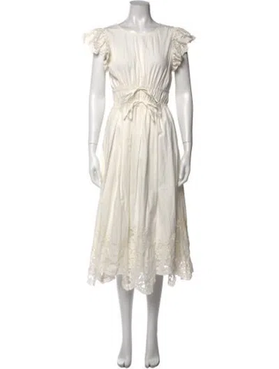 Pre-owned Cleobella Lace Pattern Midi Length Dress In Neutrals