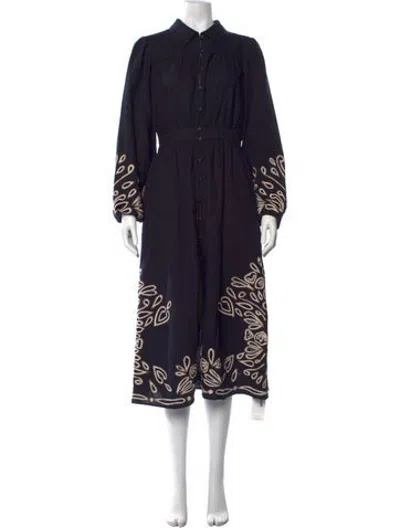 Pre-owned Cleobella Printed Long Dress In Blue