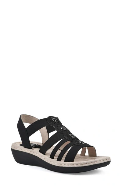 Cliffs By White Mountain Camryn Strappy Wedge Sandal In Black/ Nubuck