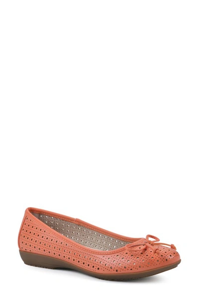 Cliffs By White Mountain Cheryl Ballet Flat In Tangerine Burnished Smooth