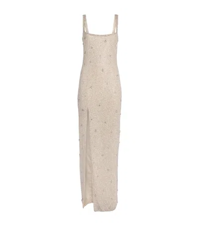 Clio Peppiatt Embellished Pamela Midi Dress In Neutral