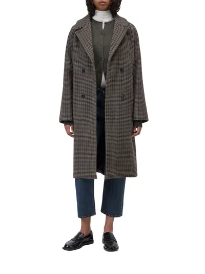 Closed Double-breasted Wool-blend Coat In Green