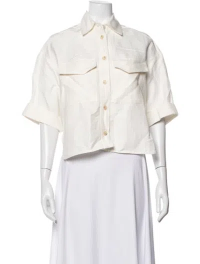 Pre-owned Closed Linen Short Sleeve Button-up Top In Neutrals