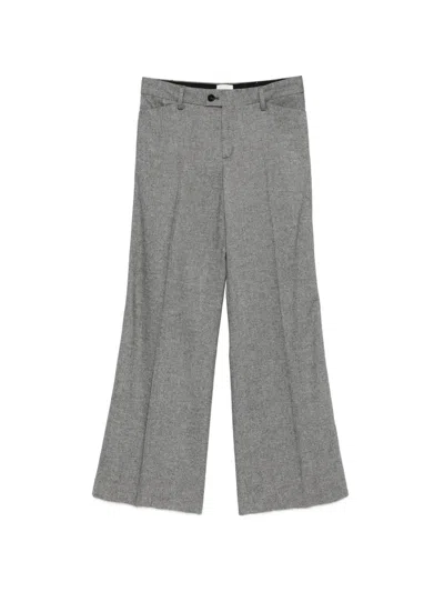 Closed Marl-pattern Pressed-crease Trousers In Gray