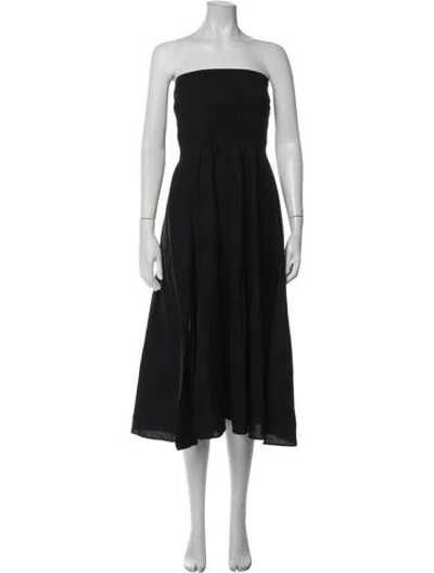 Pre-owned Closed Strapless Midi Length Dress In Black