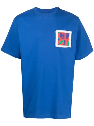 Clot Maraud Logo-embroidered Cotton T-shirt In Blue
