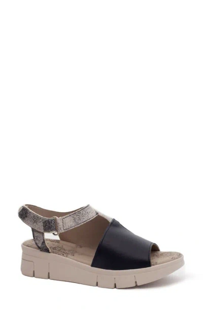 Cloud Isla Peep Toe Sandal In Black/ Graphite