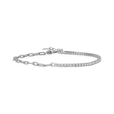 Club Rochelier 5a Cubic Zirconia Bracelet With Links In Metallic